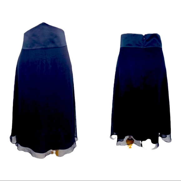 White House Black Market Dresses & Skirts - White House Black Market 100% Silk Skirt Tuxedo Waist Layered Womens Black Sz 10